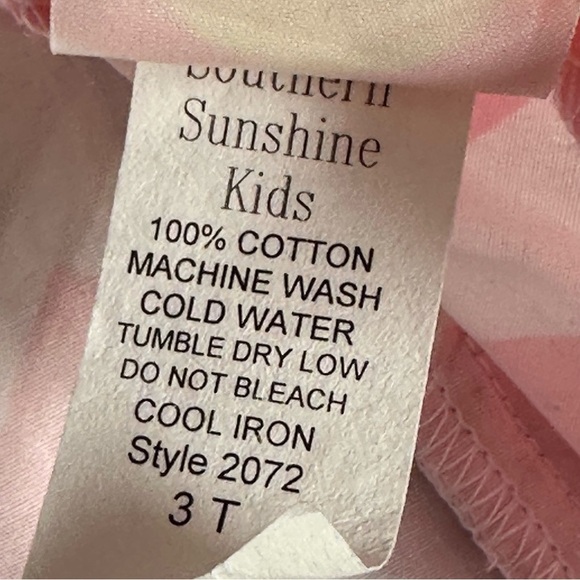 Southern Sunshine Kids 3T Pink White Chevron Ruffle Bell Sleeve Dress - Picture 8 of 8